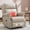 Beige, variant on Manual Recliner Chair with Massage & Lumbar Heat, Faux Leather Push Back Recliner with Heavy Duty Motion Mechanism 165 °   Near-Flat Reclining for Living Room Home Theater
