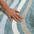 thumbnail image 3 of Addison Rugs Mayfield Premium Machine Washable Transitional Stripes Teal Rectangle Rug, 10' x 14', 3 of 8