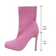 thumbnail image 4 of Women's Stretch Knit Sock Ankle Boots, Square Toe Thin Stiletto High Heel Slip-On Fashion Booties for Party Wedding Daily Outfits Pink 37, 4 of 9