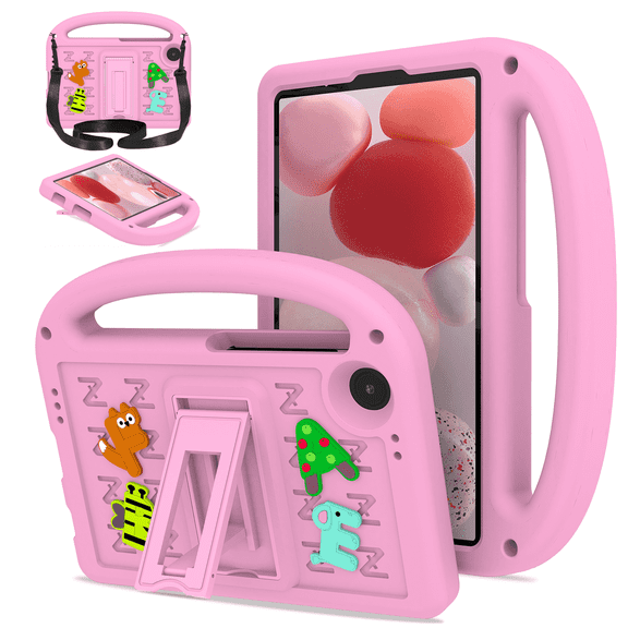 Case for Samsung Galaxy Tab A11 2025/A9 2023 8.7 inch Model (SM-X110/X115/X130/X135) Letter Pattern Portable Kids Shockproof Cover with Stand and Shoulder Strap