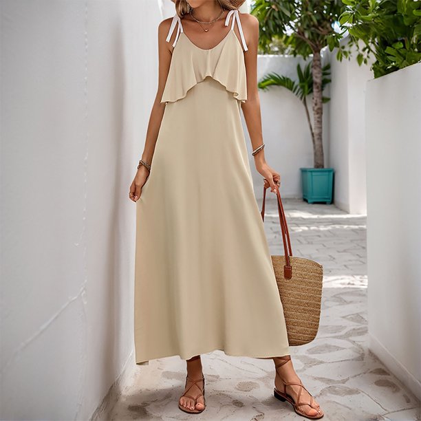 mfyjkho Vestidos para mujer, Vestido camisola sin mangas de verano para mujer, holgado, cómodo, versátil, informal, para uso diario. Vestidos festivos para mujer xl