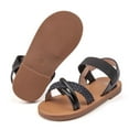 thumbnail image 4 of ZHOGXU Kids Girls Sandals With Adjustable Straps Soft Sole Open Toe Slip On Lightweight Comfortable Shoes For Everyday Wear,Black,3.5-4 Years, 4 of 8