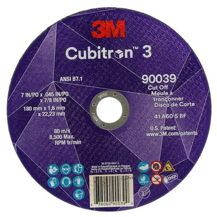 3m Cubitron Abrasive Cut-Off Wheel,7/8 in Connector 90039
