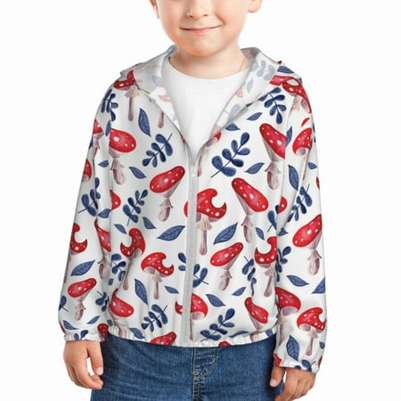 

Gaeub Forest Mushrooms1 Print Athletic Sun Protection Hoodie for Kids Long Sleeve Outdoor UV Shirt Running Fishing Top for Boys Girls-2 Years