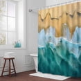 thumbnail image 3 of Abstract Ocean Beach Bathroom Shower Curtain, Blue Sea Wave Sand Modernism Waterproof Washable Soft Bath Curtain for Bathtub Decor with 12 Hooks&Grommet, 36x72 Inch, 3 of 9