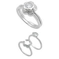 thumbnail image 4 of Flower Clear Cubic Zirconia Wedding Ring Set .925 Sterling Silver Band White Jewelry Female Size 6, 4 of 4