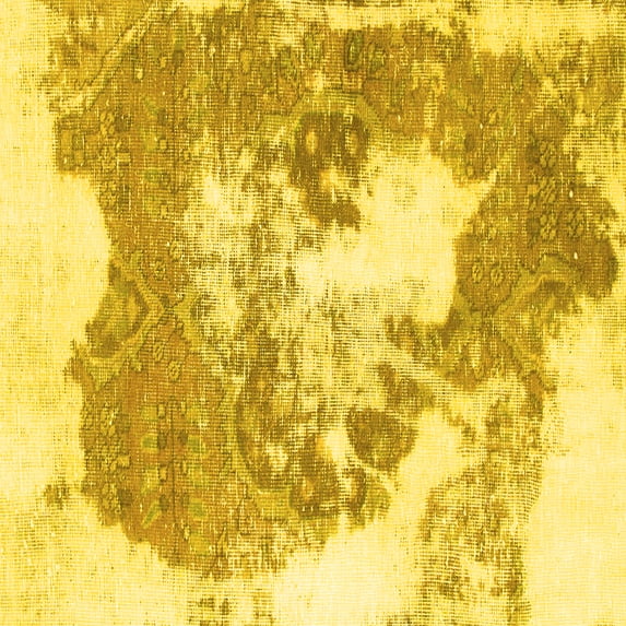 Ahgly Company Machine Washable Indoor Square Abstract Yellow Modern Area Rugs, 3' Square