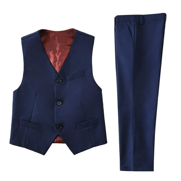 Visaccy Boy's Navy Formal Suits Set 2pcs Vest and Pant Size 12 Years