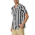 thumbnail image 4 of Unique Bargains Men's Striped Short Sleeves Button Down Print Shirt L Black White, 4 of 6