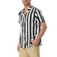 thumbnail image 4 of Camisa hawaiana de botones de manga corta a rayas INSPIRE CHIC para hombres L negro blanco, 4 of 6