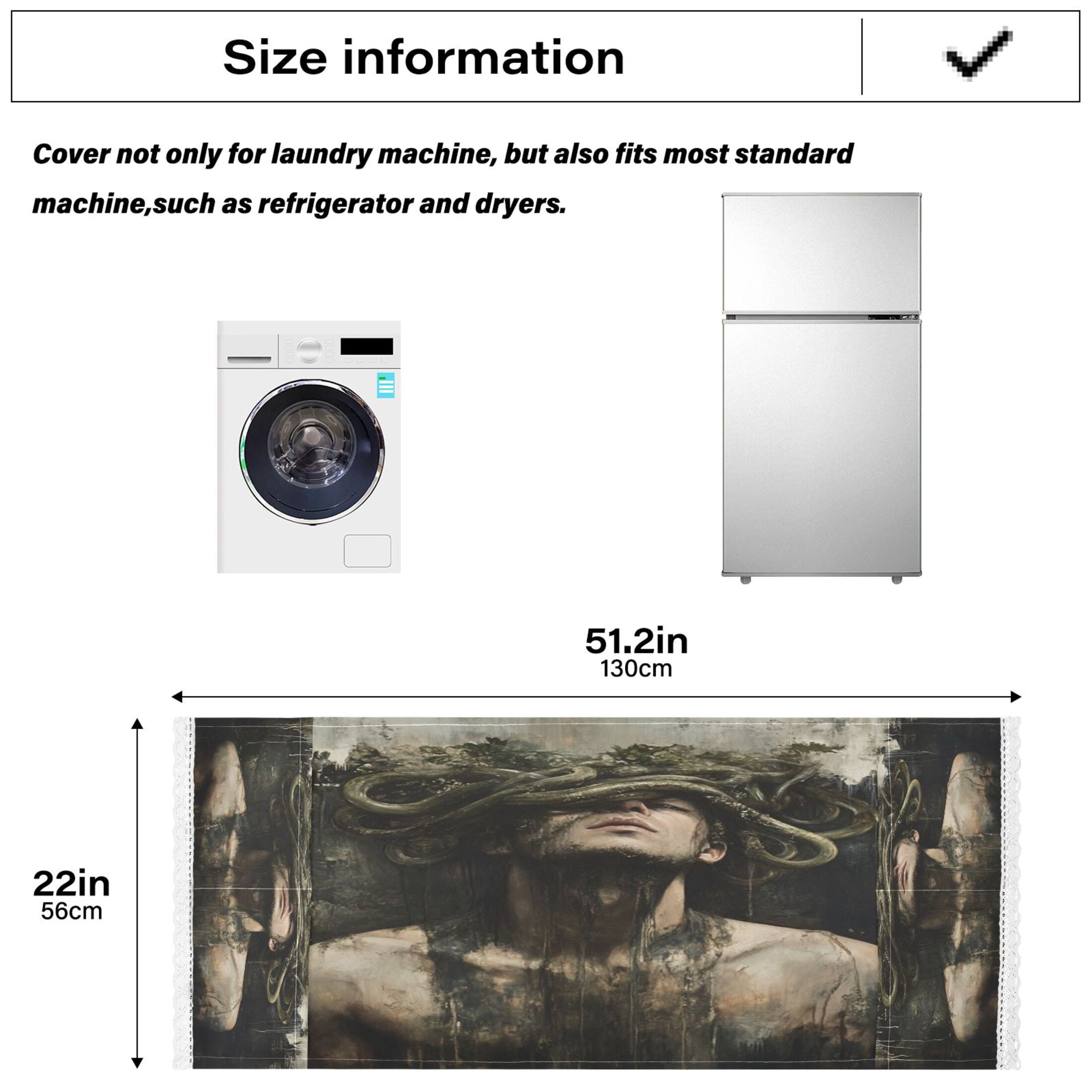 Vine Wrapped Around The HeadWasher and Dryer Covers Dust-Proof and Oil Resistant Fridge Cover with 4 Storage Pockets Washing Machine Top Cover for Laundry Kitchen Home 51.2 x 22 In