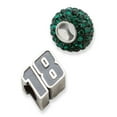 thumbnail image 1 of SS ONE DARK GREEN CRYSTAL BEAD W/ 18 BEAD in Sterling Silver, 1 of 1