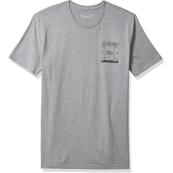 Under Armour Mens Branded Crop Short Sleeve T-Shirt Steel Light Heather 035/Black Medium