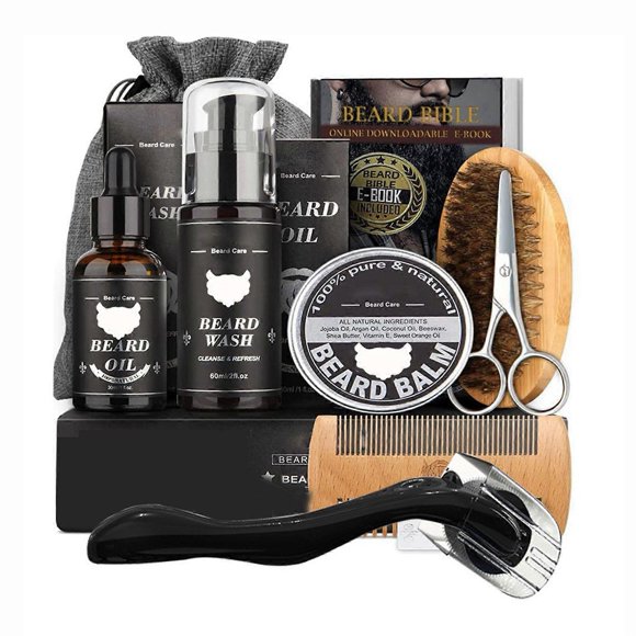 5/8/9Pcs Men's Beard Care Kit, Deluxe Beard Grooming & Styling Kit includes Beard Growth Serum, Comb, Balm, Oil, Scissors