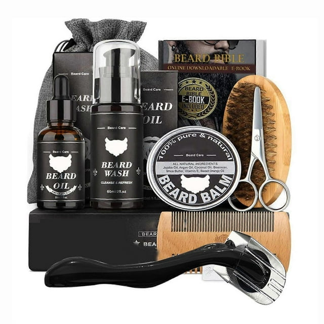 5/8/9Pcs Men's Beard Care Kit, Deluxe Beard Grooming & Styling Kit includes Beard Growth Serum, Comb, Balm, Oil, Scissors