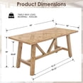 thumbnail image 2 of Dayalane 63“ Dining Table for 4 6 People, Farmhouse Country Style Solid Wood Pine Dining Room Table with Triangle Reinforced Base Rectangular，Grid Pattern Kitchen Table for Kitchen Dining, Natural, 2 of 8