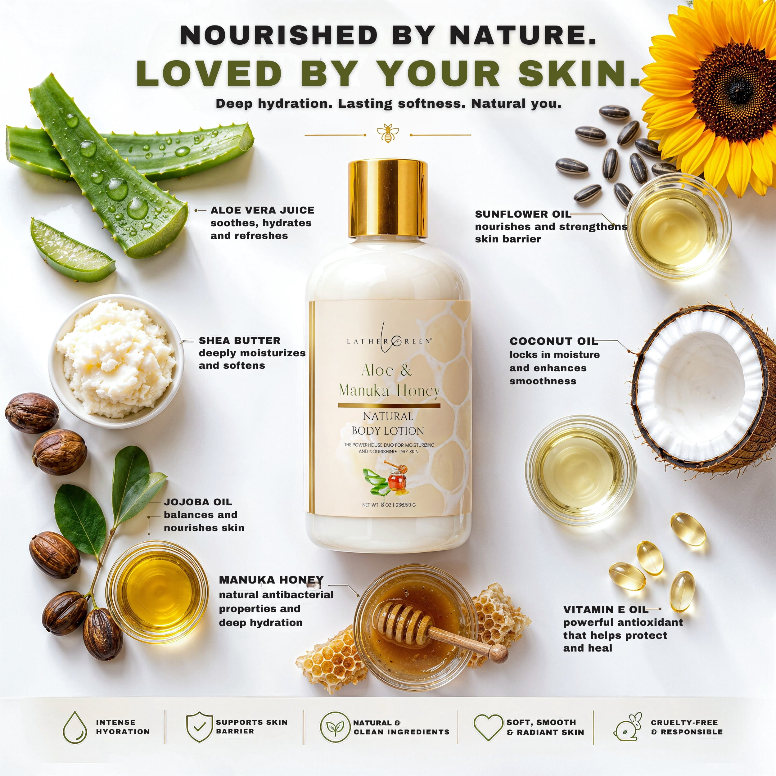 Aloe & Manuka Honey Body Lotion | Deep Moisture Daily Lotion