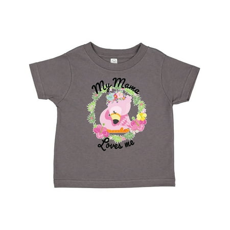 

Inktastic Baby Flamingo My Mama Loves Me in Flower Wreath Gift Toddler Boy or Toddler Girl T-Shirt