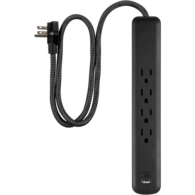 Protector contra sobretensiones Power Strip GE, 4 salidas, 1 USB-C, 1 USB-A