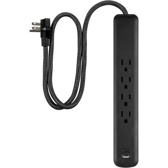 Protector contra sobretensiones Power Strip GE, 4 salidas, 1 USB-C, 1 USB-A