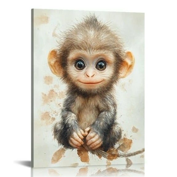 Autua Monkey Cute Funny Canvas Wall Art for Home Office Decor 12x16 in