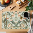 thumbnail image 2 of Summer Flower Animal Placemats Set of 4, Green Watercolor Parrot Non-Slip Place Mats Washable Table Mats for Kitchen Dining Table Decorations Indoor/Outdoor, 2 of 9