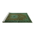 thumbnail image 2 of Ahgly Company Machine Washable Indoor Square Medallion Turquoise Blue Traditional Area Rugs, 4' Square, 2 of 4