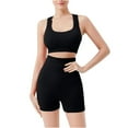 thumbnail image 2 of Conjunto de dos piezas de sujetador deportivo con amortiguación para mujer, pantalones cortos deportivos de cintura alta sin costuras y almohadillas para el pecho, ropa moldeadora para mujer, 2 of 5