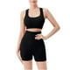 thumbnail image 2 of Conjunto de dos piezas de sujetador deportivo con amortiguación para mujer, pantalones cortos deportivos de cintura alta sin costuras y almohadillas para el pecho, ropa moldeadora para mujer, 2 of 5