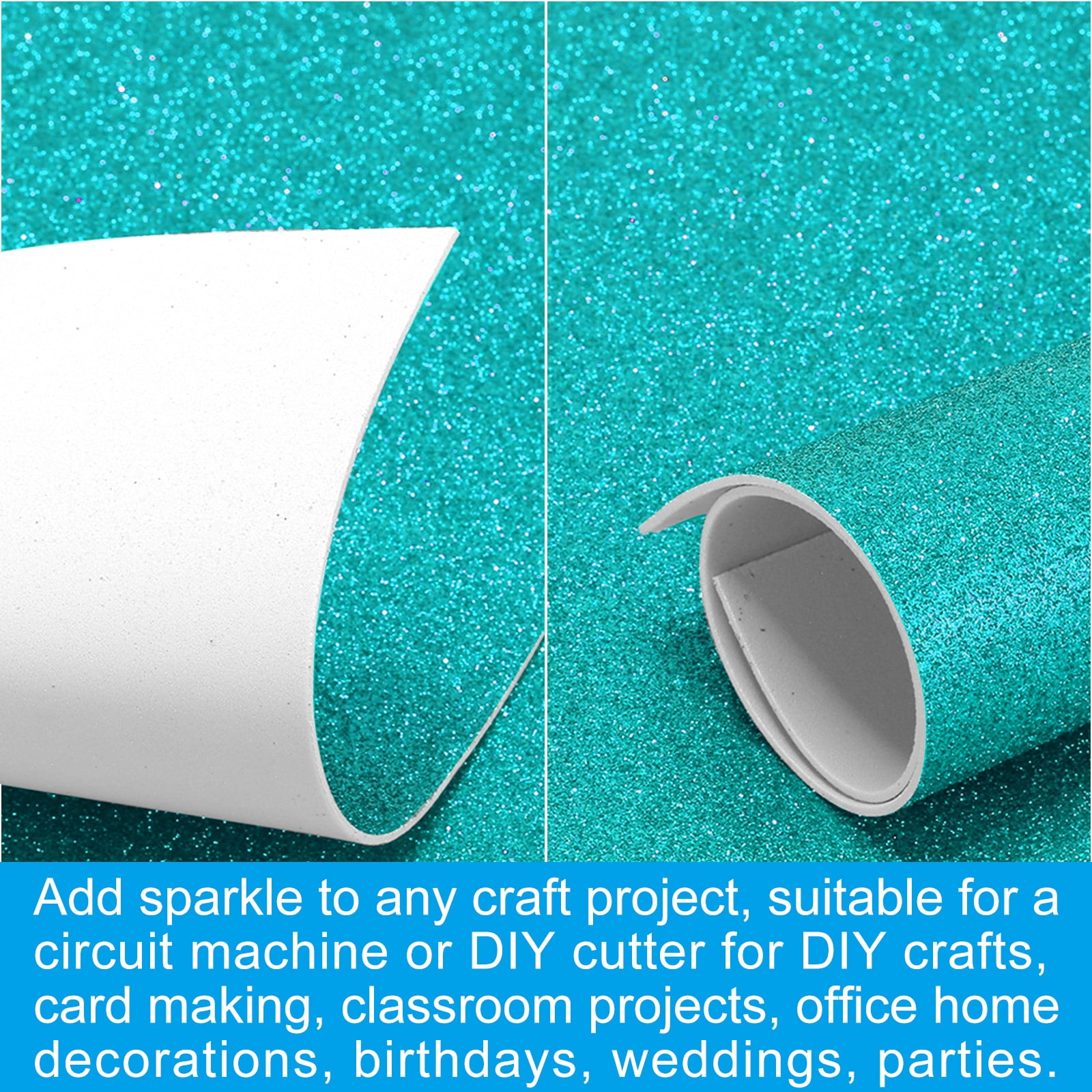 Uxcell 2mm(1/10") Thick Adhesive Glitter Foam Sheet 16x24inch(40x60cm) Blue Green, EVA Shiny Foam Board for Craft, 6 Pcs