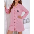 thumbnail image 3 of Biezeib Women's Nightgown Sleepwear Long Sleeve Button Down Nightshirt Lapel Collar Nighty Sleep Dress, 3 of 6