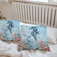 thumbnail image 5 of Seahorse Outdoor Pillow Covers Pack of 2 Coral Starfish Ocean Coastal Waterproof Throw Pillow Covers Decorative Cushion Cases for Patio Garden Tent Balcony Couch 16x16 inch, 5 of 8