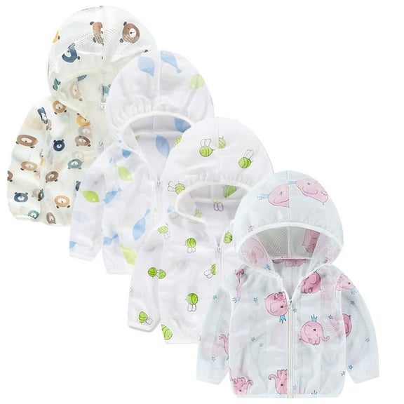 LYMAYTER Kids Baby Boys Girls Breathable Sunscreen Jacket Summer Toddler Cute Cartoon Long Sleeve Sunscreen Clothing for 1-8 Years