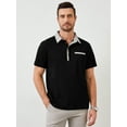 thumbnail image 2 of Demotime Men's Polo Shirts Casual Button-Down Shirts Short Sleeve Polo Shirts Black S Contrast Turndown Collar T Shirts Golf Solid Classic Stylish Tops, 2 of 7
