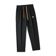 thumbnail image 2 of Pantalones deportivos para hombre, con bolsillos, cintura elástica, cordón ajustable, ajuste holgado Talla XL Negro, 2 of 9