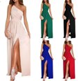 thumbnail image 2 of Sexy Sólido Un Hombro Hueco Colgando Cuello Cintura Alta Dividida Vestido Extra Largo Mujer Xishao Ropa, 2 of 3