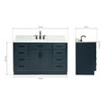 thumbnail image 3 of Ariel Hepburn 55 In. Rectangle Sink Vanity With 0.75 In. Carrara White Countertop In Midnight Blue, 3 of 9