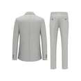 thumbnail image 6 of i.Finelong Men's Light Gray Pinstripe Double-Breasted Suit Set - Smart Casual Business Office/Daytime Event Outfit (Jacket & Pants), 6 of 6