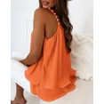 thumbnail image 5 of CHICME Tank Tops For Women Summer Solid Color Spaghetti Strap Double Layers Pleated Loose Casual Chiffon Camisole With Beaded Vest Orange-XL, 5 of 5