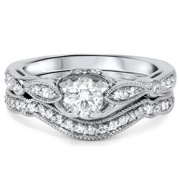 Lina Jewel Vintage-Inspired 1.5 Ct Round Cut Lab-Created Diamond Engagement Ring for Women - 14K White Gold Plated - Prong Set Promise Ring - Ideal Gift for Birthdays and Anniversaries