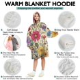 thumbnail image 5 of Wearable Oversized Blanket,Pioneer Flower Floral Print Pattern Wearable Blanket Hoodie for Adults,Cozy Hooded Blankets with Super Pockets,Super Warm Fuzzy Pullover for Women & Men, 5 of 6