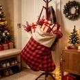 thumbnail image 5 of Jumbo Christmas Stockings,Holiday Hanging Bags Giant Red Black Buffalo Plaid Felt Stockings Hanging Gift For Xmas Tree Fireplace Mantel Home Holiday Party Decoration Gift, 5 of 6