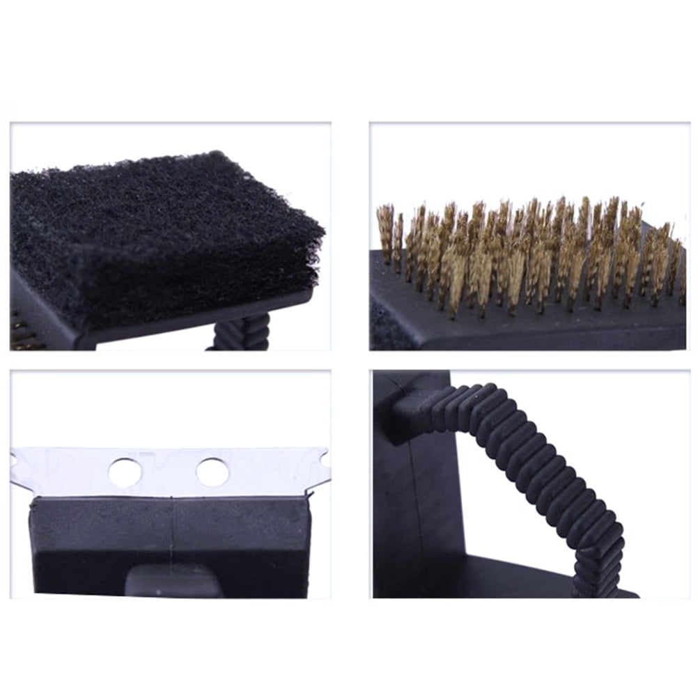 CRILSTYLEO Barbecue Accessories, Black Cleaning Tools, Stainless Steel Scraper, Brass Bristles, 3Pcs