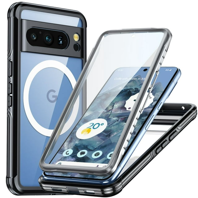 GANGXUN Étui Magnétique pour Google Pixel 8 Pro – Étui de Protection Intégrale avec Protection d'Écran Intégrée, Résistant aux Chutes