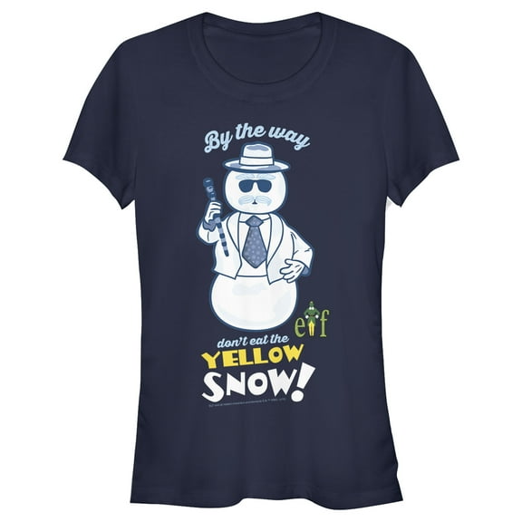 Junior's Elf Leon the Snowman's Advice  Graphic Tee Navy Blue Medium