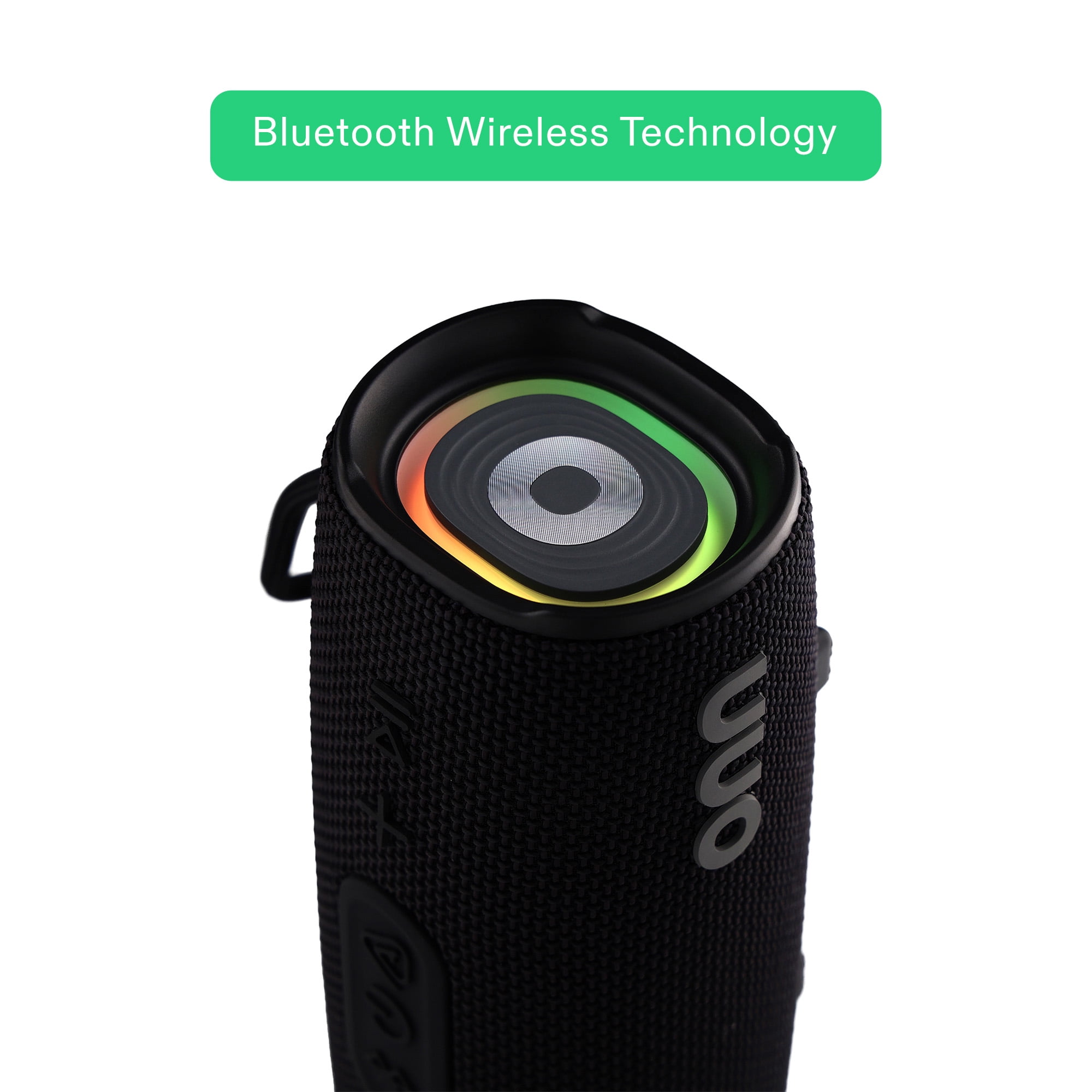 onn Medium Rugged Speaker with LED Lighting, Black