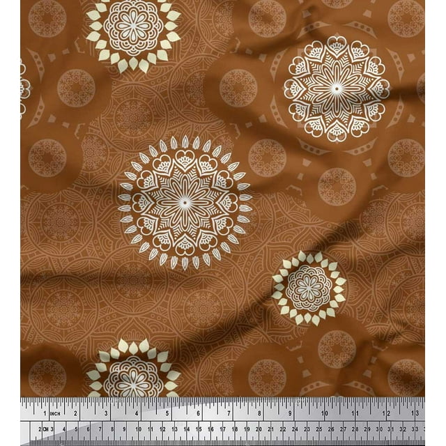 Soimoi Moss Georgette Fabric Mandala Ethnic Fabric Prints by Yard 42 Inch Wide