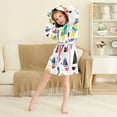 thumbnail image 3 of FORMRS Niños Bathrobe Unisex Hooded Robe Soft Plush Pajamas Sleepwear, Size 2-3T, Black Retro Pattern, 3 of 7
