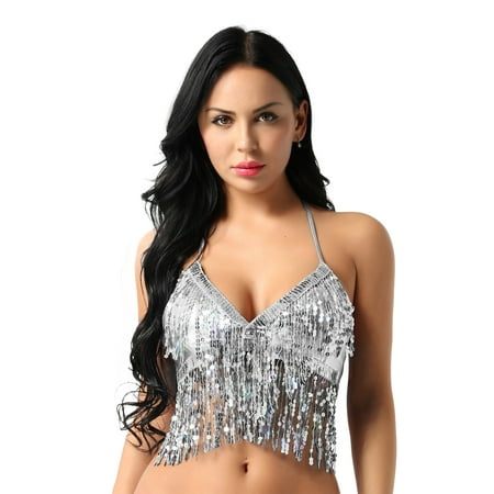 Keyboarant Cloth Protective Latin Sexy Party Bra Wide Application And Full Coverage Sequin Tassel Supportive