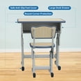 thumbnail image 5 of Kids Study Desk and Chair Set, LVYUAN Children School Study Drawing Desk Chair Height Adjustable Kids Table Desk and Chair Set with Storage Drawer, Hook Woody, 5 of 16
